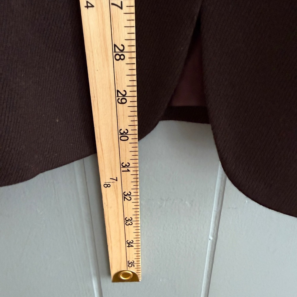 AKA Eddie Bauer Womens 12 Chocolate Brown 100% Wool 3-Button Longline Blazer 90s - Picture 6 of 14